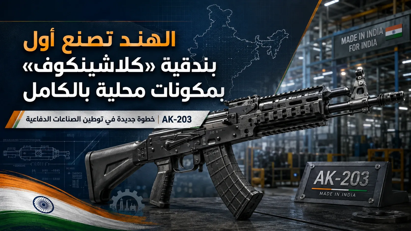 شركة IRRPL تعلن تصنيع أول بندقية AK-203 محلية بالكامل في الهند